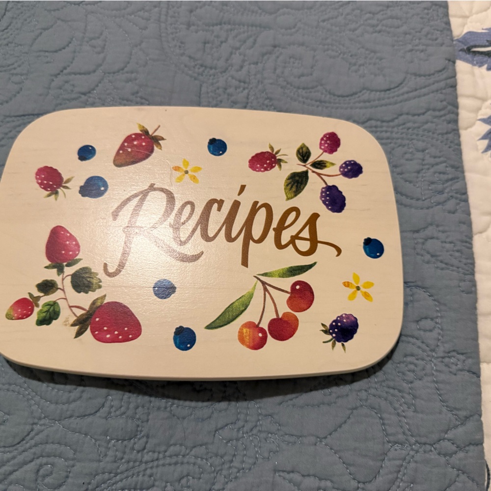 Longaberger Recipe Box Wooden Lid with Fruit Design